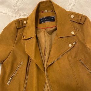 Tommy Hilfiger Mustard Suede Bikers Jacket with Fringes size Large